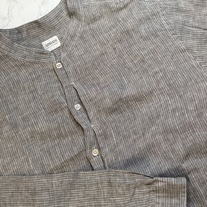 Armani Collezioni Linen Mandarin Collar Shirt Y2K Italian XXL